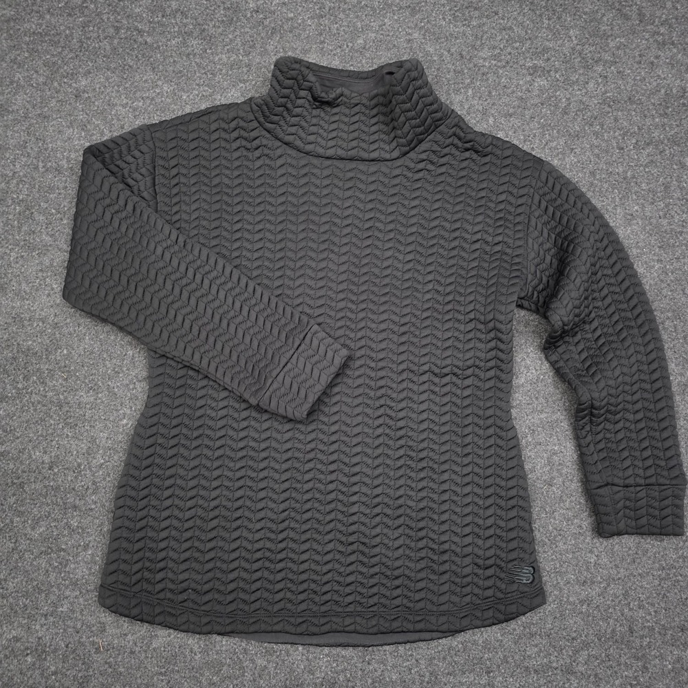 New Balance Womens Large Black Textured Heavy Pullover Sweater Cozy Athleisure
